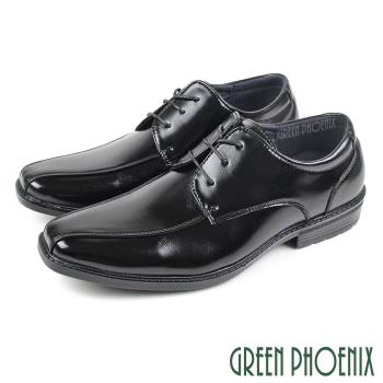 GREEN PHOENIX 男 紳士皮鞋 商務皮鞋 素食皮革 線條感 方楦 綁帶 輕量T59-10835