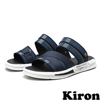【Kiron】兩穿法時尚運動風格紋拼接休閒涼拖鞋 藍