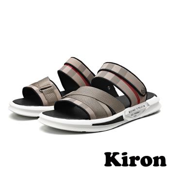 【Kiron】兩穿法時尚運動風格紋拼接休閒涼拖鞋 棕