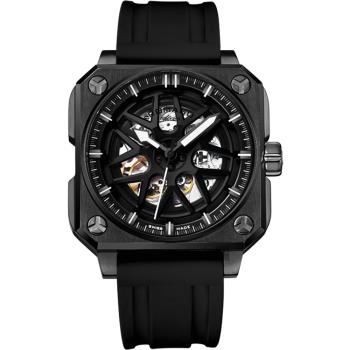 ROMAGO 極速鏤空自動腕錶-黑色/46.5mm RM105-BK