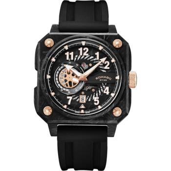 ROMAGO 碳霸系列 超級碳纖自動機械腕錶 - 黑色/46.5mm RM097-BKRG