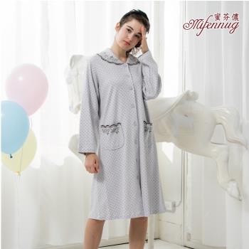 【MFN 蜜芬儂】台灣製-雅緻點點長袖洋裝睡衣(2色2尺碼)