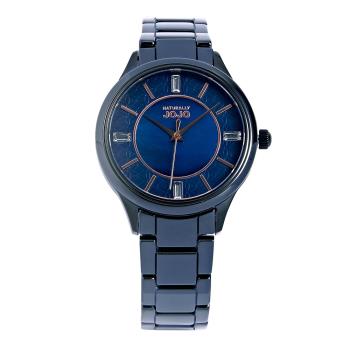 NATURALLY JOJO低調奢華時尚陶瓷腕錶-JO96970-55F(深藍/36mm)