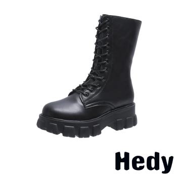 【Hedy】個性復古厚底時尚中筒馬丁靴 黑