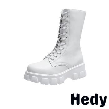 【Hedy】個性復古厚底時尚中筒馬丁靴 白