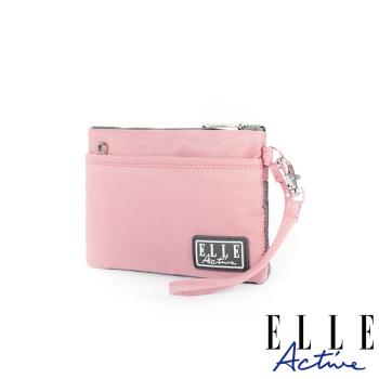 【ELLE Active】透視網布系列-零錢包-粉紅色