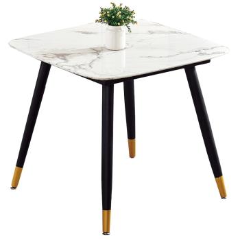 【AT HOME】現代輕奢華2.6尺灰紋石方型餐桌(凱悅)