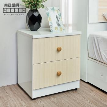 Birdie南亞塑鋼-1.5尺二抽塑鋼床頭櫃/抽屜收納櫃/置物櫃(白色+白橡色)