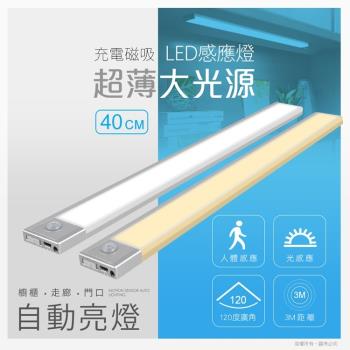 超薄大光源 USB充電磁吸式 居家LED感應燈(40cm)