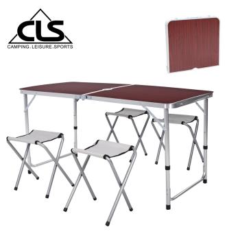 韓國CLS 可調桌腳鋁合金折疊一桌四椅組/折疊箱型桌/折合桌/露營桌/鋁合金桌(兩色任選)