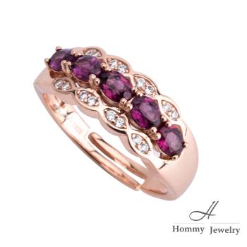 【幸福珠寶】珠寶級紫牙烏紅石榴雙線立體戒指(絕無僅有的巴西紫光 限量登場)
