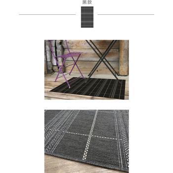 范登伯格 爵士★類亞麻室內外地毯/踏墊-格狀(黑)60x110cm