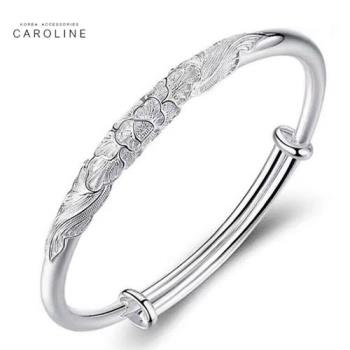 《Caroline》925鍍銀手環.牡丹花絲設計優雅流行時尚手環72440