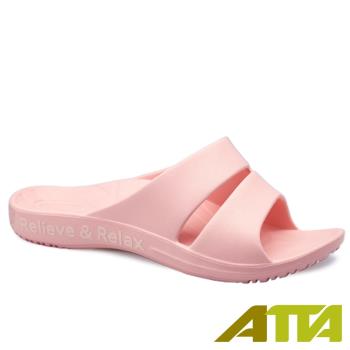 【ATTA】足底均壓★足弓簡約雙帶拖鞋-粉色