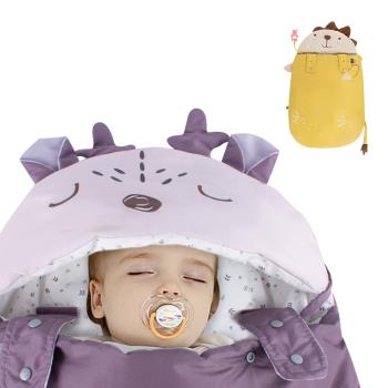 Colorland-嬰兒抱被 感溫新生兒睡袋 防驚嚇襁褓純棉動物包巾