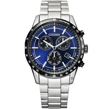 CITIZEN 星辰 萬年曆計時手錶-藍/39.5mm (BL5496-96L)