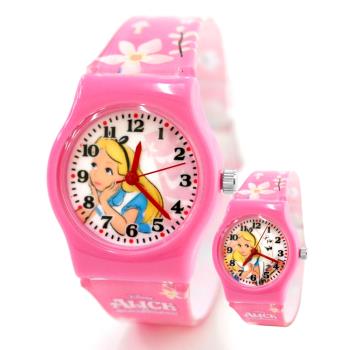 Disney 迪士尼 愛麗絲夢遊仙境粉色俏皮花漾卡通兒童手錶
