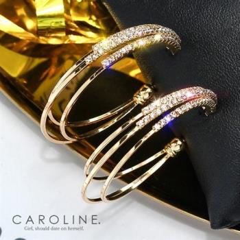 《Caroline》★韓國熱賣造型時尚  水鑽晶透閃亮秀雅 耳環70408