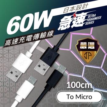 【JP嚴選】Micro USB 高速充電傳輸線 Android適用-100cm