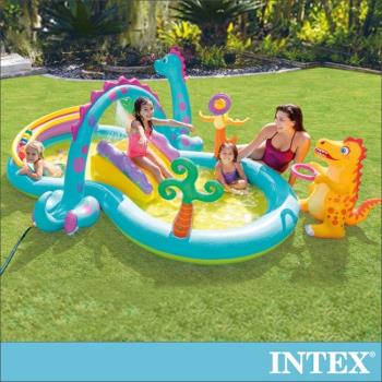 INTEX 恐龍遊樂園大型戲水池302x229x112x深14cm(290L) 適2歲以上(57135)