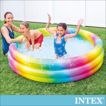 INTEX 漸層彩虹圓形充氣泳池168x38cm(581L)-適2歲以上(58449)