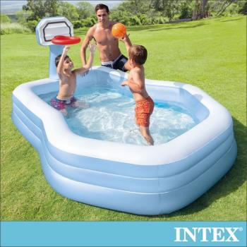 INTEX 灌籃高手大型充氣泳池257x188x135x深34cm(790L)-適3歲以上(57183)