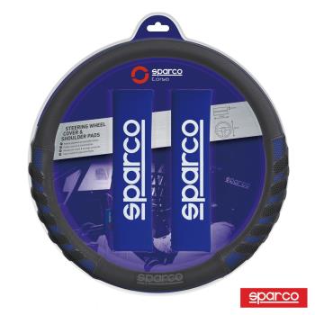SPARCO造型方向盤套組-藍色