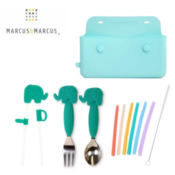 【MARCUS&MARCUS】兒童餐具收納組(叉匙+筷子+收納袋+吸管)-多款任選