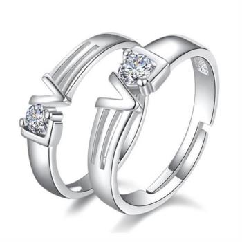 【I.Dear Jewelry】正白K-LOVE物語-愛的字母情侶造型可調節開口戒指對戒(現貨)
