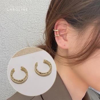 《Caroline》法式時尚感菱格紋超仙氣高級訂製款無耳洞無痛耳骨夾(一對)72525