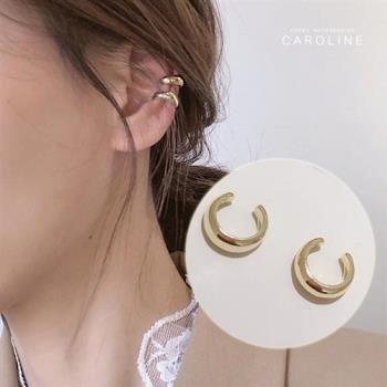 《Caroline》法式時尚感金色光面超仙氣高級訂製款無耳洞無痛耳骨夾(一對)72528