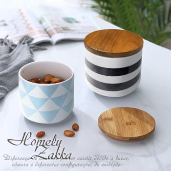 Homely Zakka 北歐簡約幾何帶蓋陶瓷密封罐/儲物罐/收納罐 (2款任選)