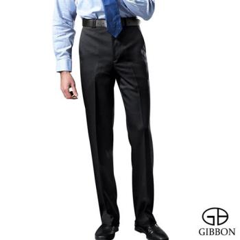 GIBBON 英倫紳士風格紋平面西裝褲‧黑灰格