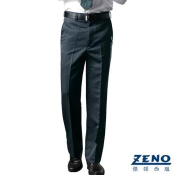 ZENO 都會菁英細藍條平面西裝褲‧黑藍條