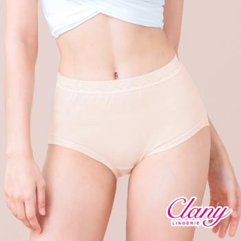 【可蘭霓Clany】台灣製親膚高腰透氣95%棉質L-2XLQ加大尺碼包臀包覆內褲 奶油膚 2195-11