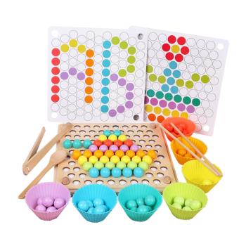 Colorland-學習筷子湯匙啟蒙玩具 夾珠子拼圖親子互動玩具組