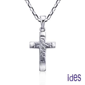 ides愛蒂思 輕珠寶義大利進口14K白金十字架項鍊鎖骨鍊（16吋-KP090）