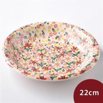 波蘭陶 春日花宴系列 圓形深餐盤 22cm 波蘭手工製