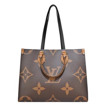 Louis Vuitton Onthego MM 帆布印花手提肩背包(焦糖x卡其棕)