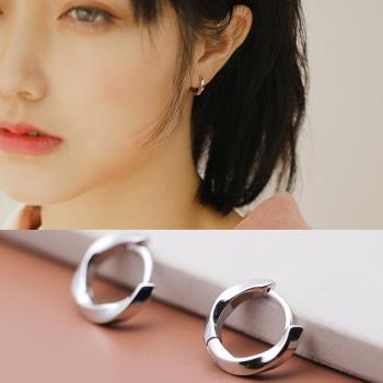 【Emi艾迷】韓系925銀針氣質輕旋環繞耳環