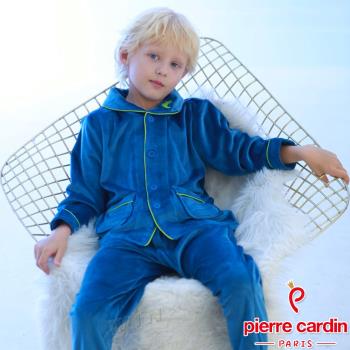 Pierre Cardin皮爾卡登 男兒童水晶絨開襟長袖衛生衣褲組(KD290016深藍色)
