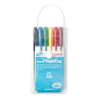 日本製造UNI食用染料簽字筆Palette水性彩色筆PW-503 6C PLT氈尖筆(6色組)麥克筆彩繪筆 適小朋友兒童
