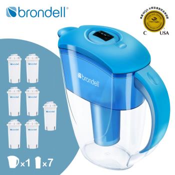 【美國邦特爾Brondell】極淨藍濾水壺+7入芯