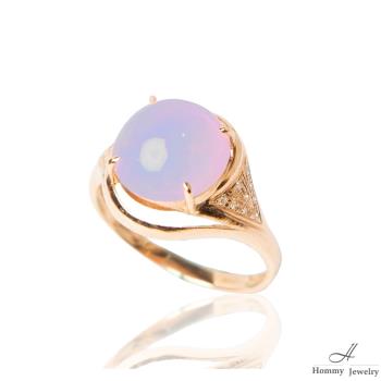 【幸福珠寶】天然頂級紫羅蘭18K金 圓滿系列戒指(圓形鑲嵌鑽石天然紫羅蘭)