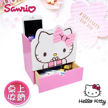 Hello Kitty_凱蒂貓 造型分格收納 單抽屜盒 置物盒 筆桶 桌上 文具收納(正版授權台灣製)