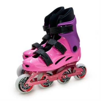DLD多輪多專業競速鋁合金底座直排輪 溜冰鞋(粉紫 M6 附贈太空背包)