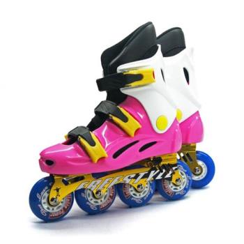 [DLD 多輪多]鋁合金底座 專業競速直排輪 溜冰鞋(粉紅白 -- FS-1)