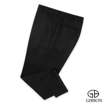 GIBBON 大尺碼厚質款淡光澤平口西裝褲‧黑色