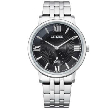 CITIZEN 星辰 經典時尚小秒圈腕錶/黑X銀/39mm/BE9170-72E