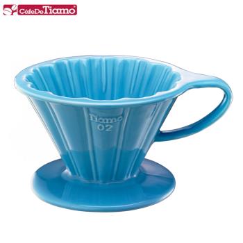 【Tiamo】V02花漾陶瓷咖啡濾器組 附濾紙量匙滴水盤-HG5536BB